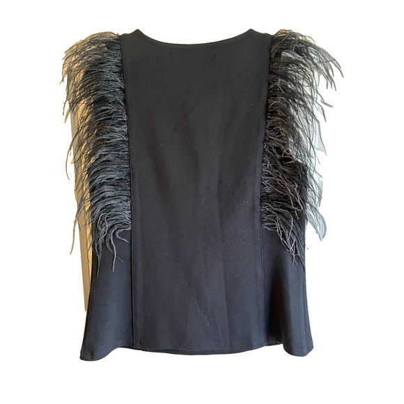 Eva Franco Anthropologie black ostrich goth grunge Witchy tank blouse top small - Picture 2 of 6